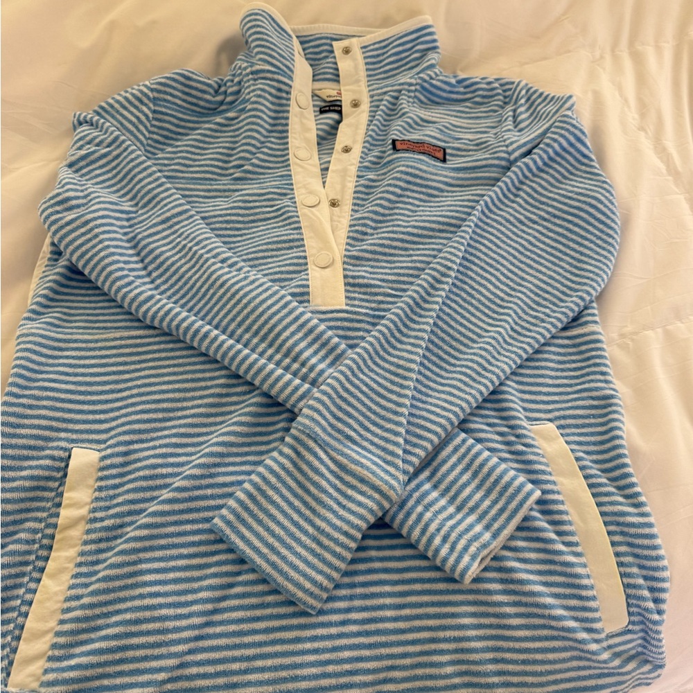Vineyard Vines Light Blue and White Striped Pullover